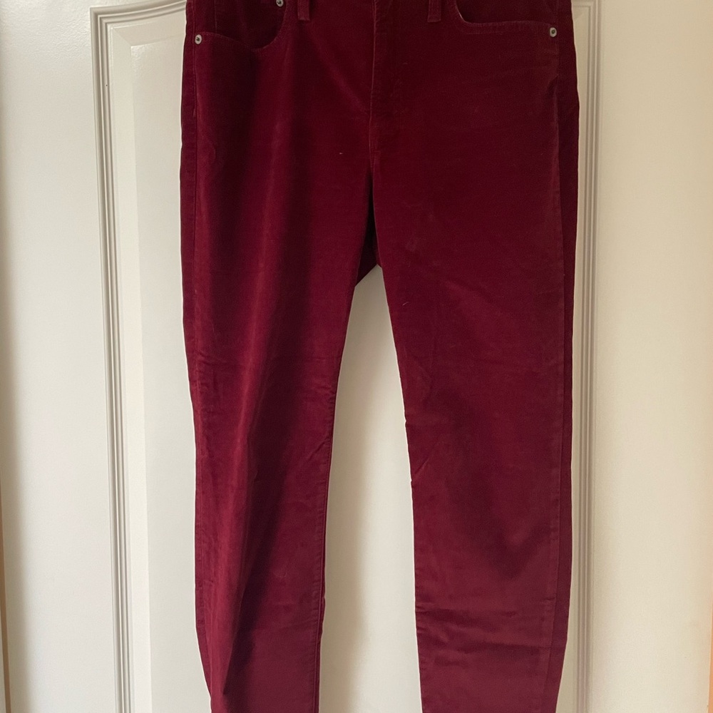J. Crew Cranberry Velveteen Jeans